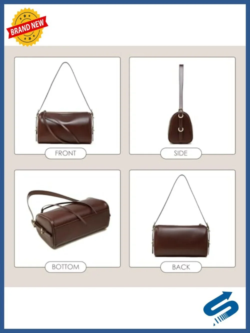 Genuine Leather Hobo Crossbody Bag Adjustable Strap Zip Closure Work Travel